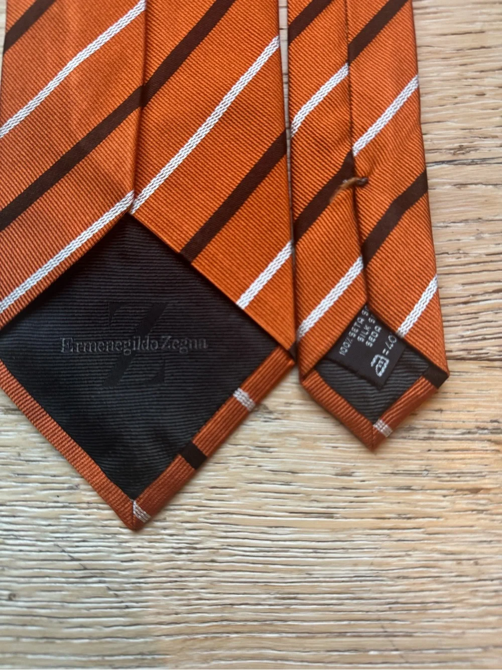 🔥ZEGNA Ermenegildo Zegna Silk Italy Classic ORANGE striped tie Price Firm!